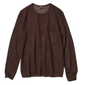 Uniqlo Mesh Lace Crew Neck Sweater, Dark Brown, Women's Size Medium, NWT